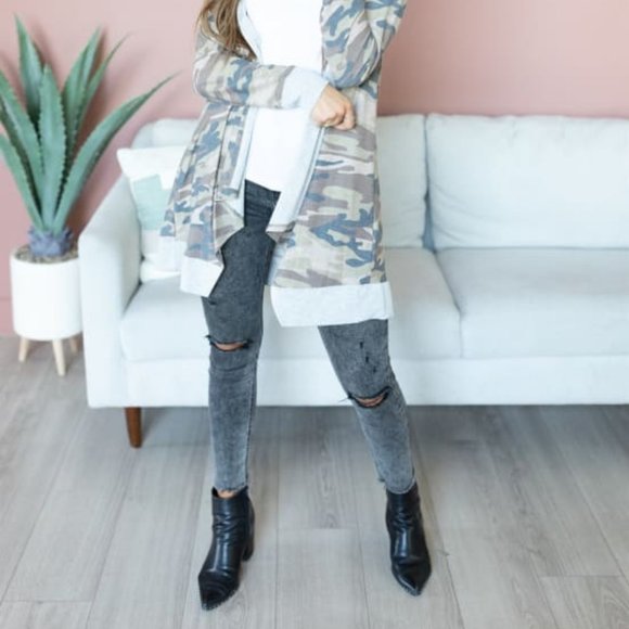 SPANNER Open CAMO Turquoise & Grey Cardigan - Picture 6 of 6